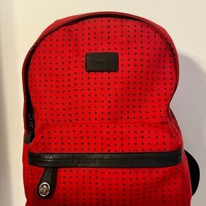Coach #34855 Red Black Bandit Printed Canvas Campus Backpack